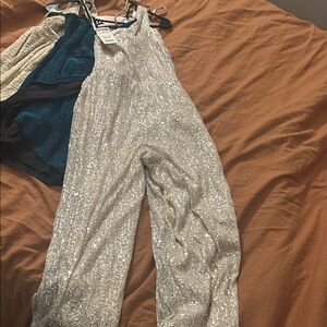 Elegant Silver Sequin Jumpsuit